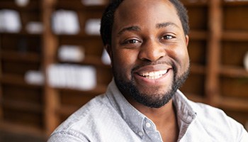 closeup of man smiling 